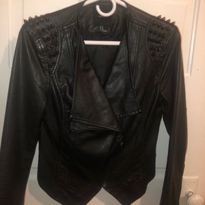 Women’s black spiked biker jacket